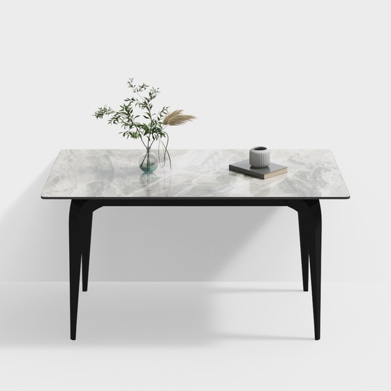 Italian Minimalist Dining Table 3D Model in Black