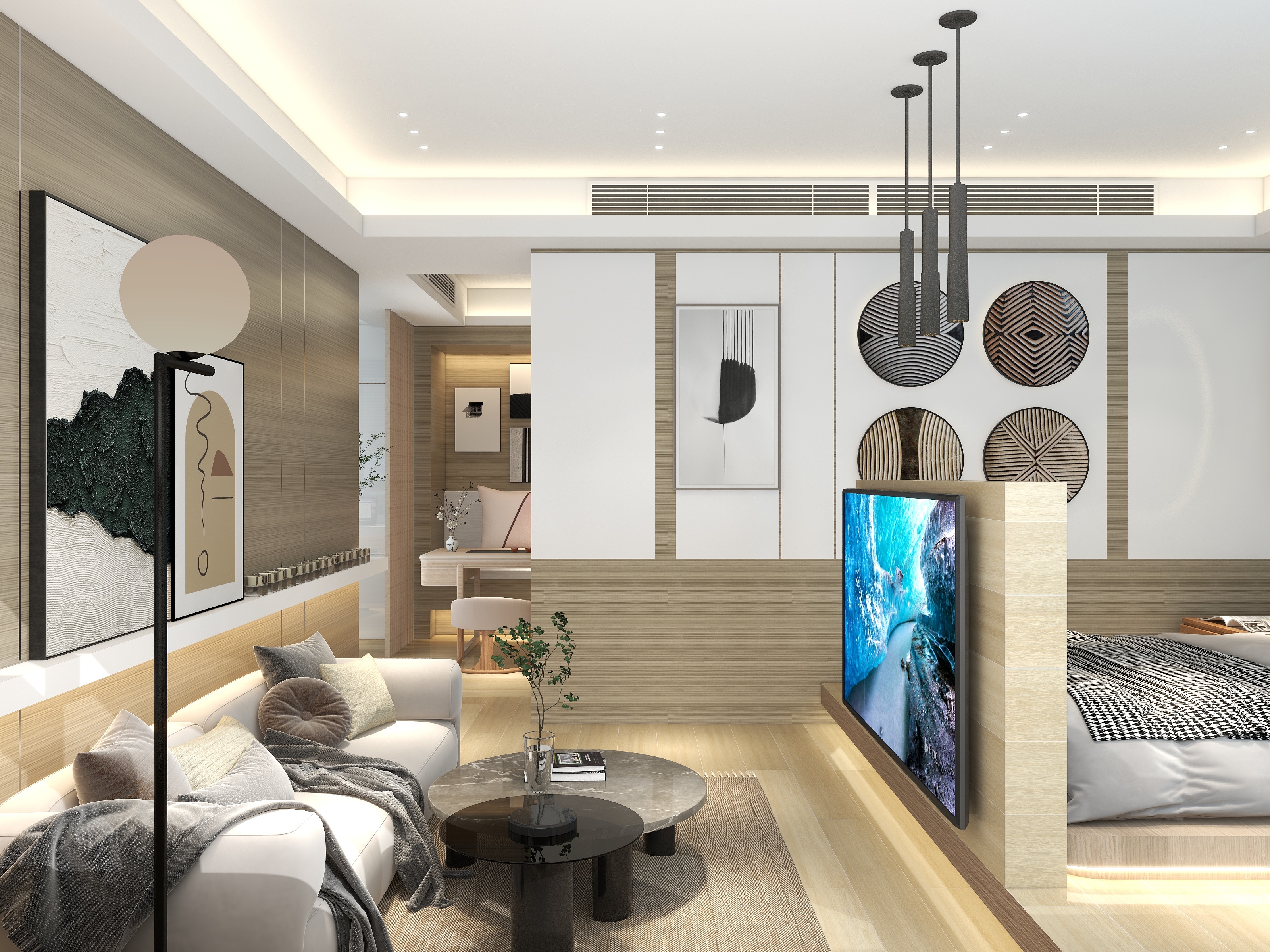 廸偉-源木愉之家-46方半開放式装修效果图