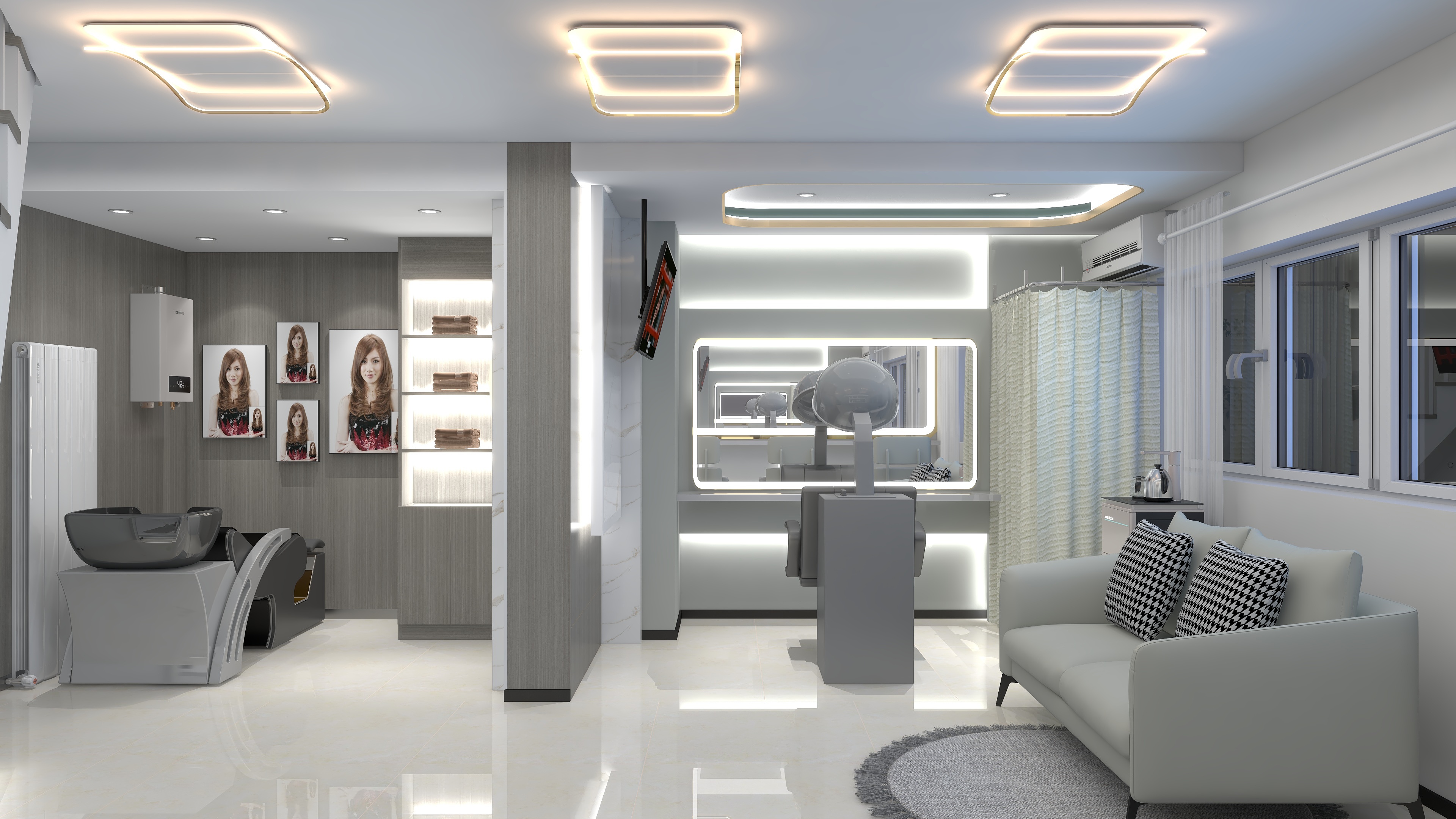 四月蚂蚁子弹飞-理发店-装修效果图