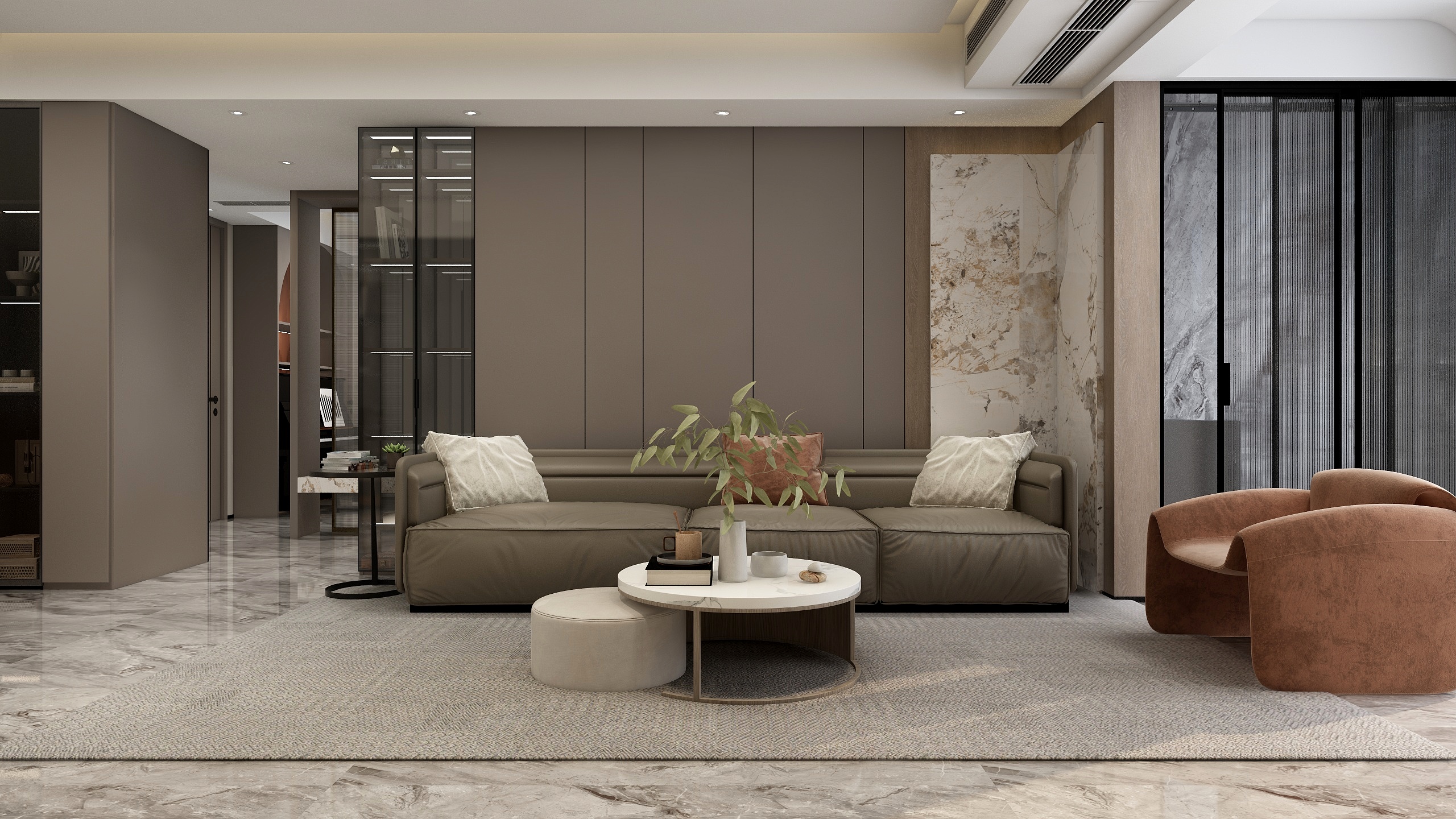 张煜强煜境设计-98平米现代轻奢三房装修效果图