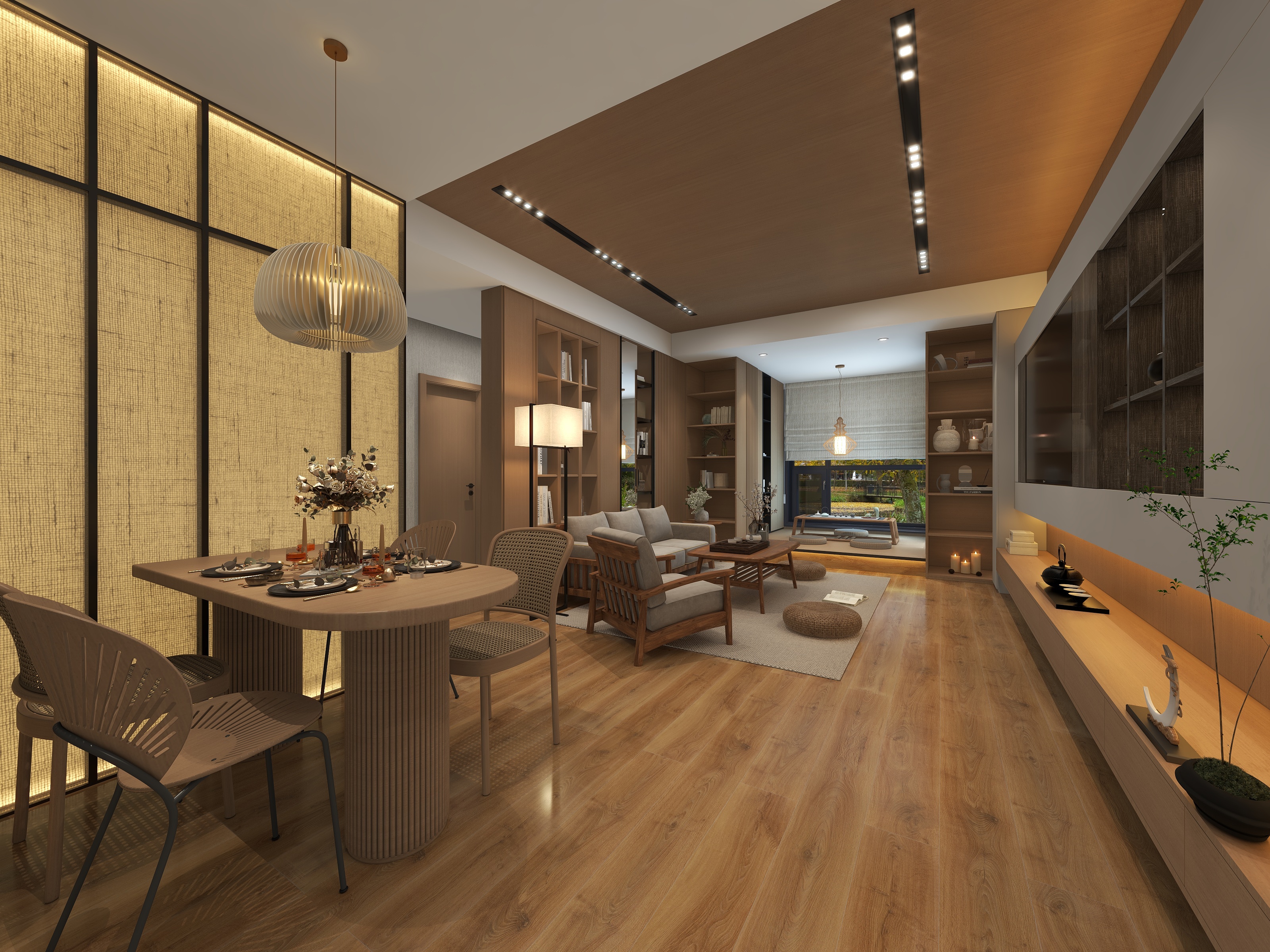 设计师邓杰-中信红树湾日式原木自然风装修效果图