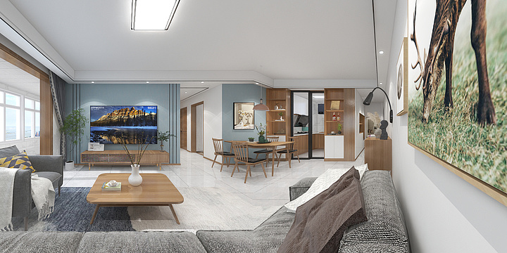 弹珠汽水里的星期同学1-澜岸 3-2-2802蓝色北欧风-装修设计方案