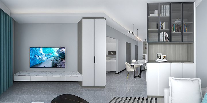 茗雨设计-金茂客厅书架-装修设计方案