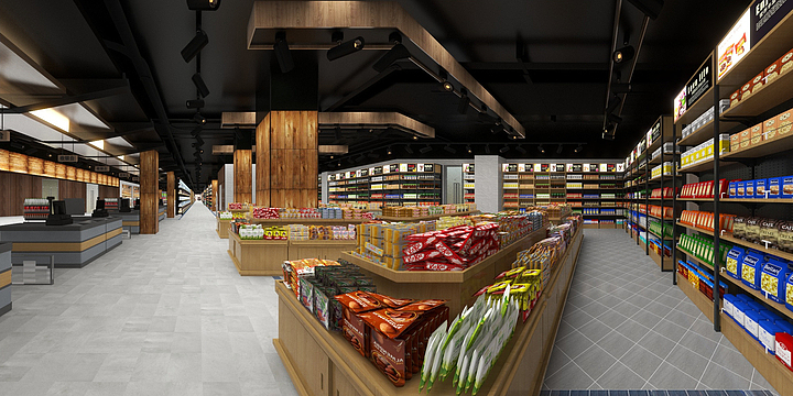 雨点斜飘-淮北跨界客广场美市多会员店超市（第三版）-装修设计方案