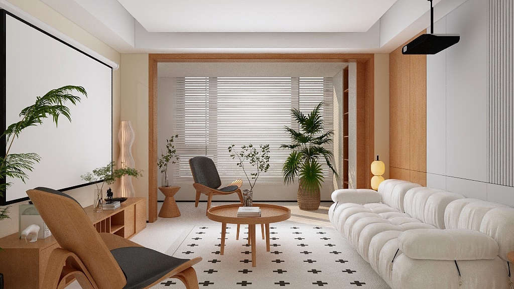 冷睫-图-原木风客厅练习-装修设计方案