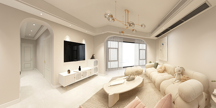 全案设计彭维-伴山豪庭奶油风-装修设计方案