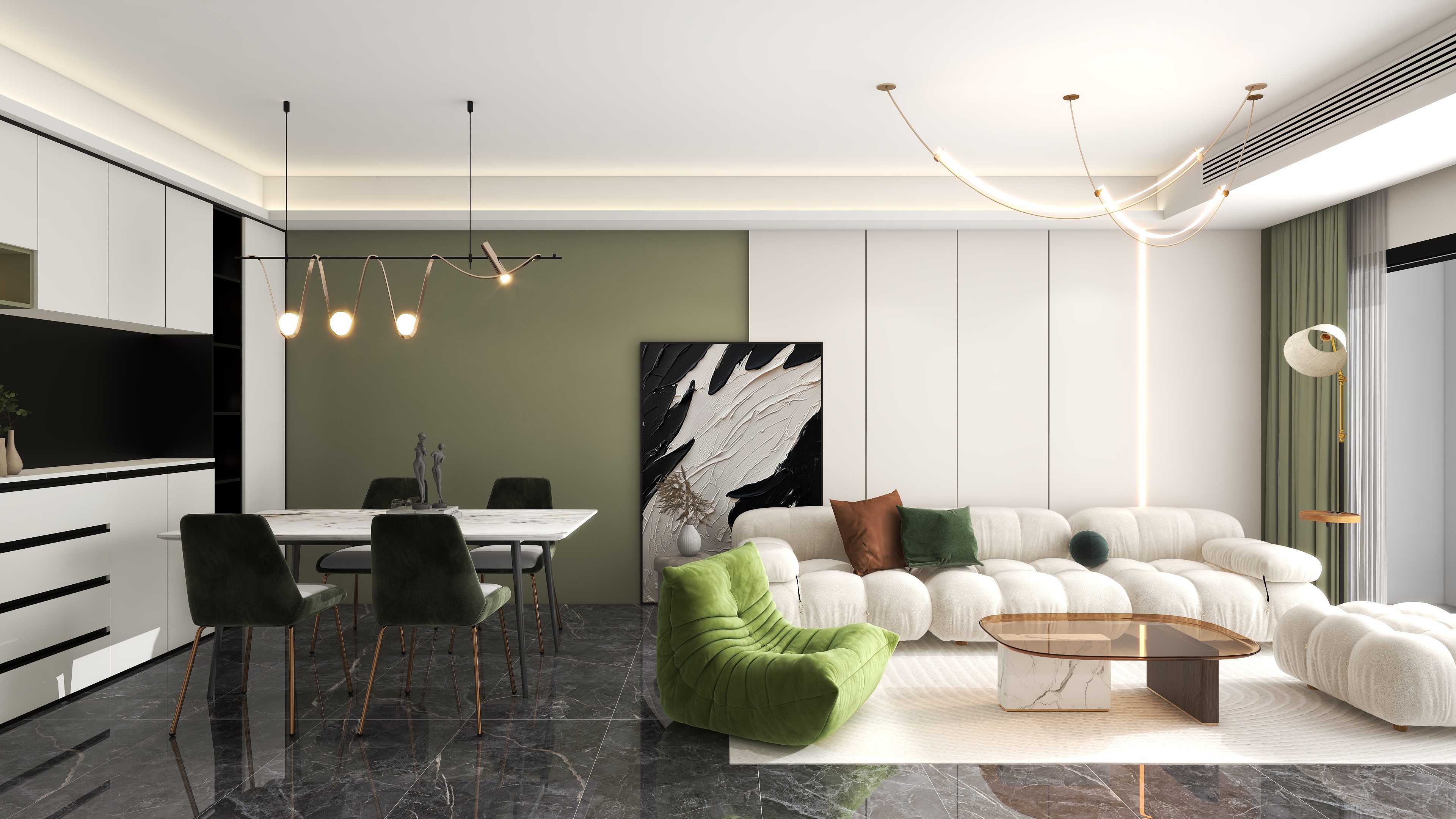 hssgz0814-四居室清新简约（126平方）-装修设计方案