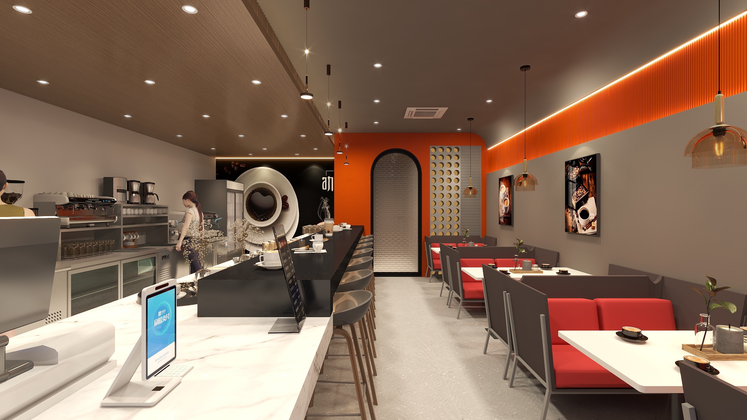 吴卓-64平方奶茶店-装修设计方案