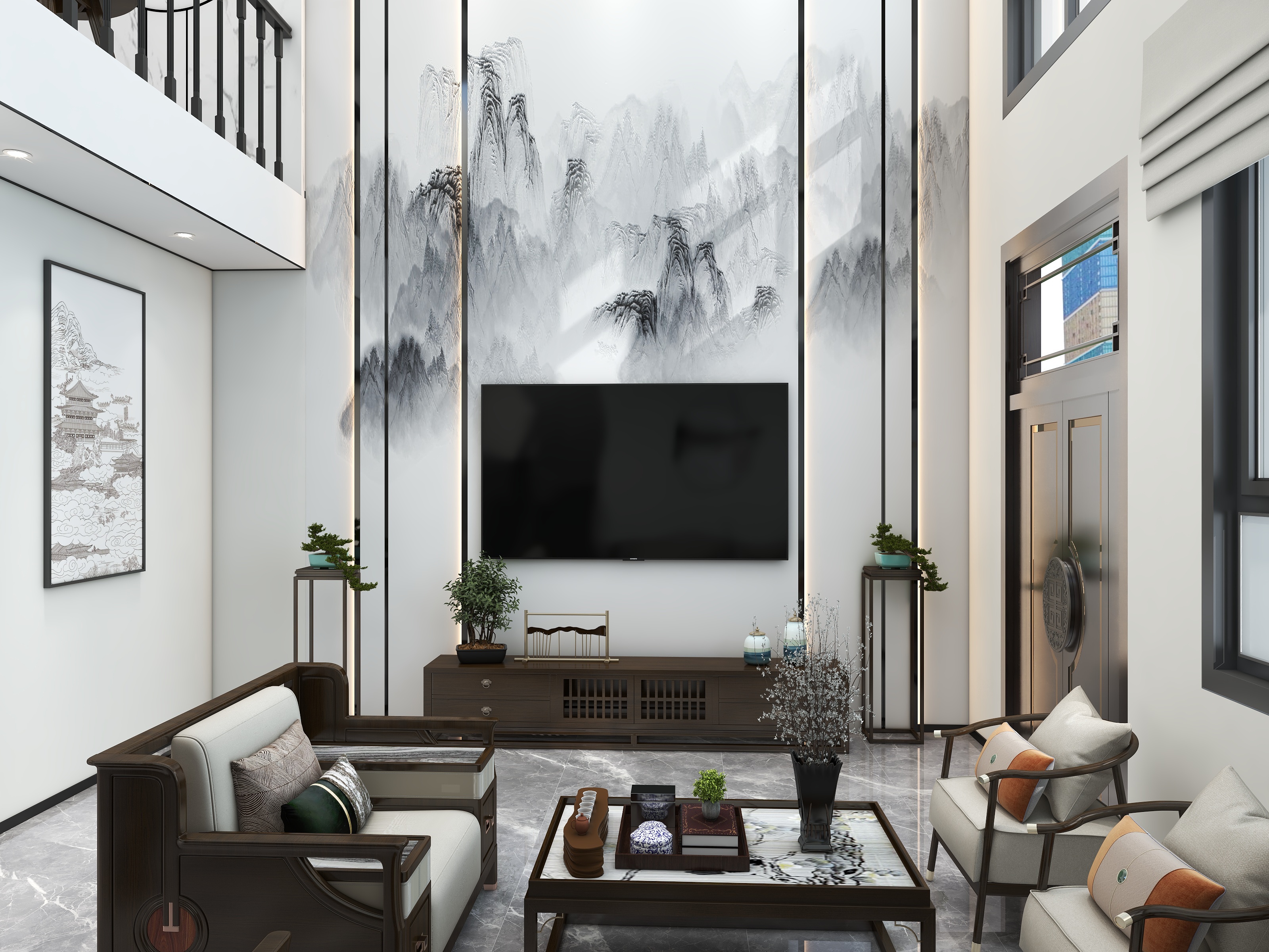 500一套_韩昊霖-新中式3层别墅-贵阳装修效果图