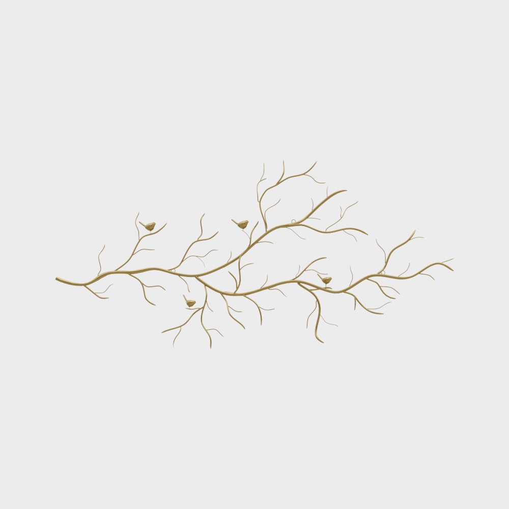 Luxury Creative Metal Branch & Birds Wall Decor Home Art in Gold in Living Room