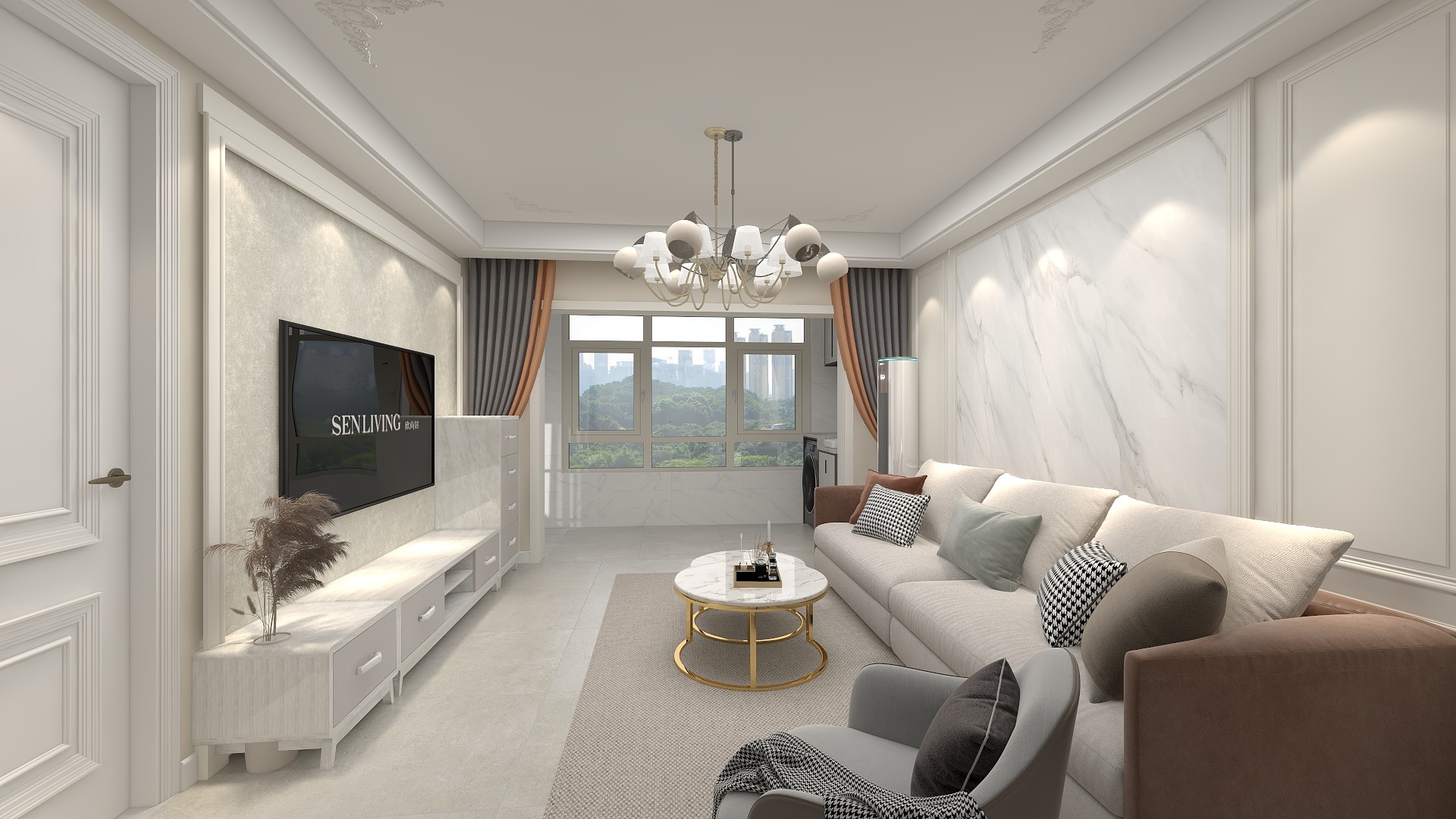 Designer-Cao-君子家园6-1-402美式极简轻奢风-装修设计方案