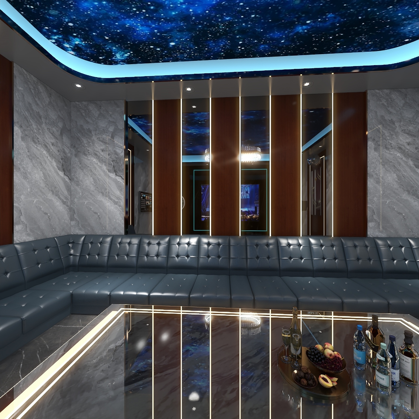 欧阳雪健-新中式别墅私享会所-KTV酒吧一层KTV装修效果图第3张