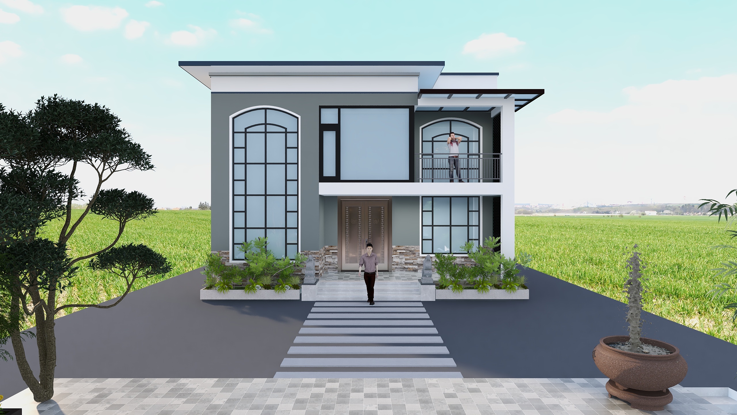 神马云在线-自建坡地乡墅装修效果图