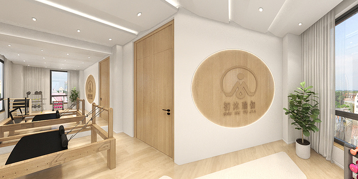 效果图全景施工图-瑜伽馆-装修设计方案