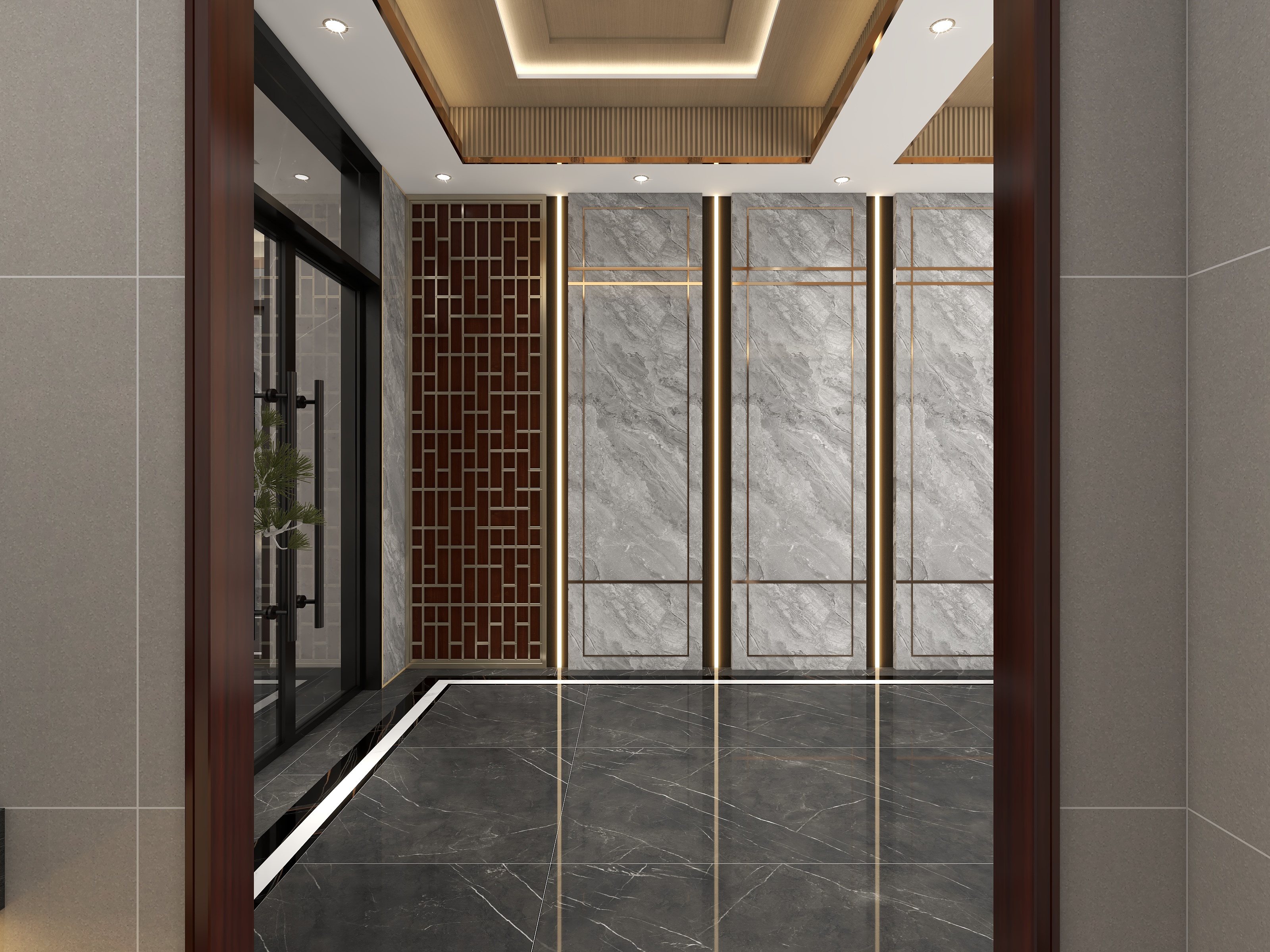 欧阳雪健-新中式别墅私享会所-KTV酒吧一层卫生间装修效果图第1张