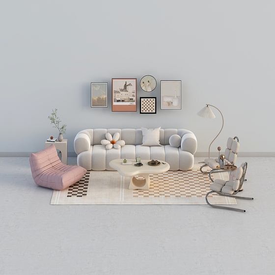 French Cream Style Multi-person Sofa Combination