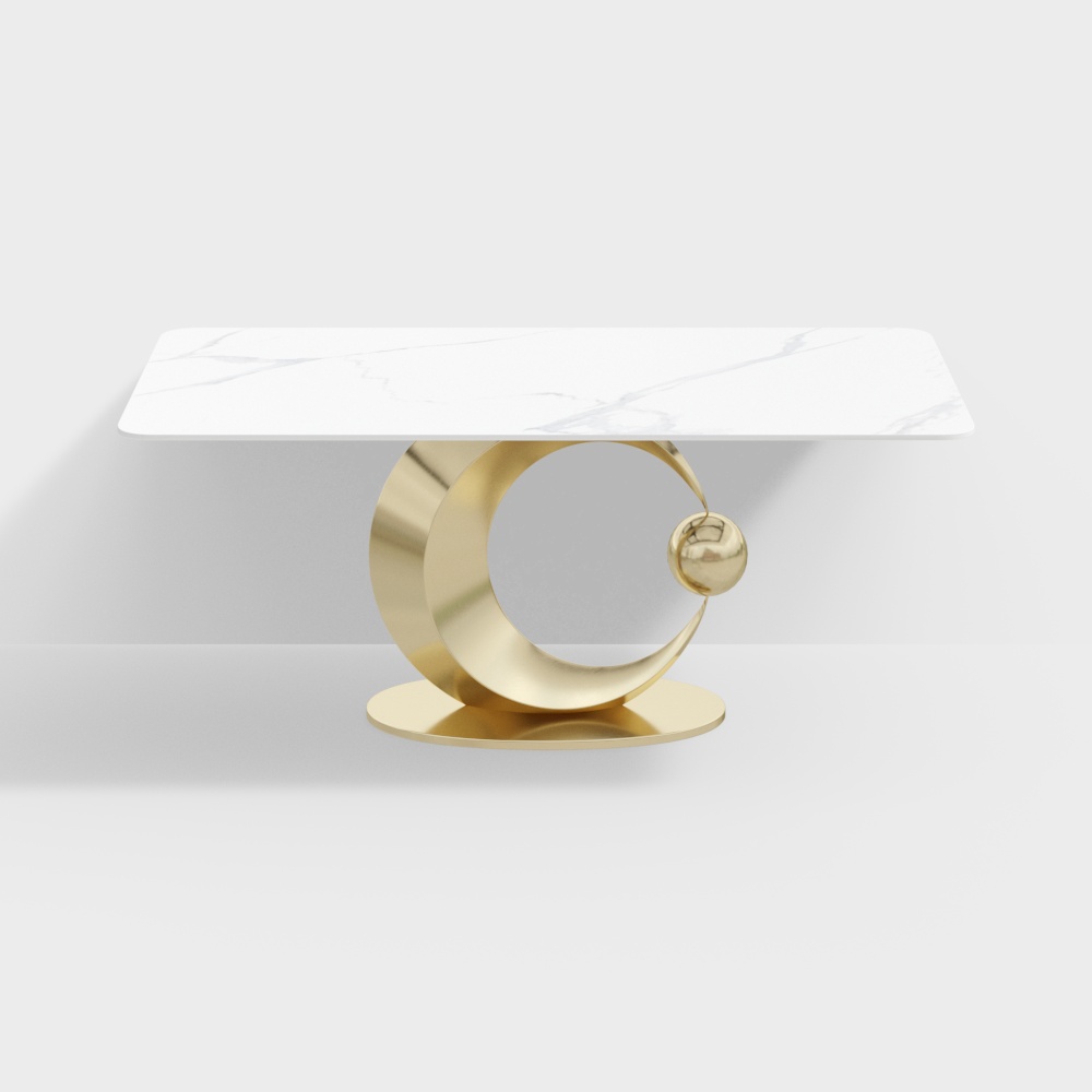 Mesa de comedor rectangular blanca de 1810 mm, mesa moderna de mármol sintético con base de pedestal