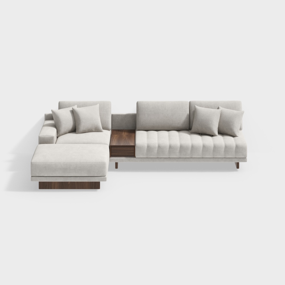 3200mm L-Shaped White Modular Sectional Sofa Channel Tufted Chaise with Ottoman Storage