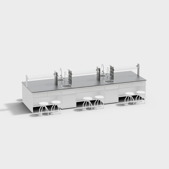 Modern Laboratory Workbench 3D Model in Black and Gray