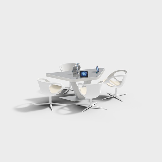 Modern AI Experimental Table and Chair Set 3D Model in Gray