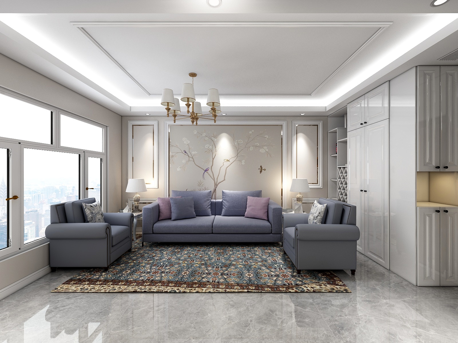 100元设计方案-124平米现代简约风格两室装修效果图