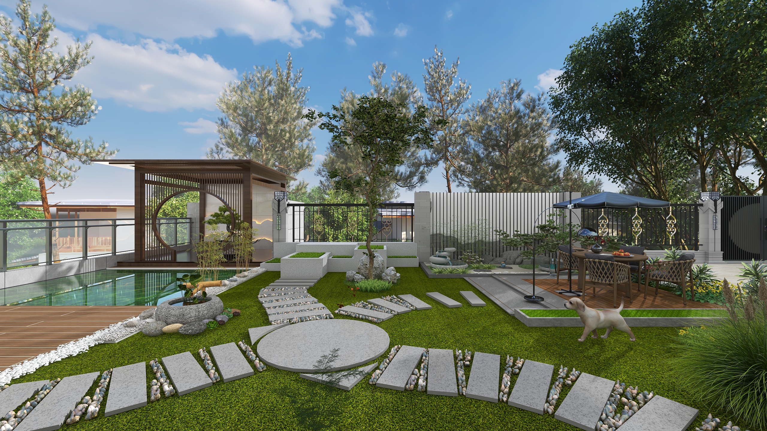 江苏欧港森建筑装饰工程有限公司-星月全屋定制（景观庭院）-装修设计方案