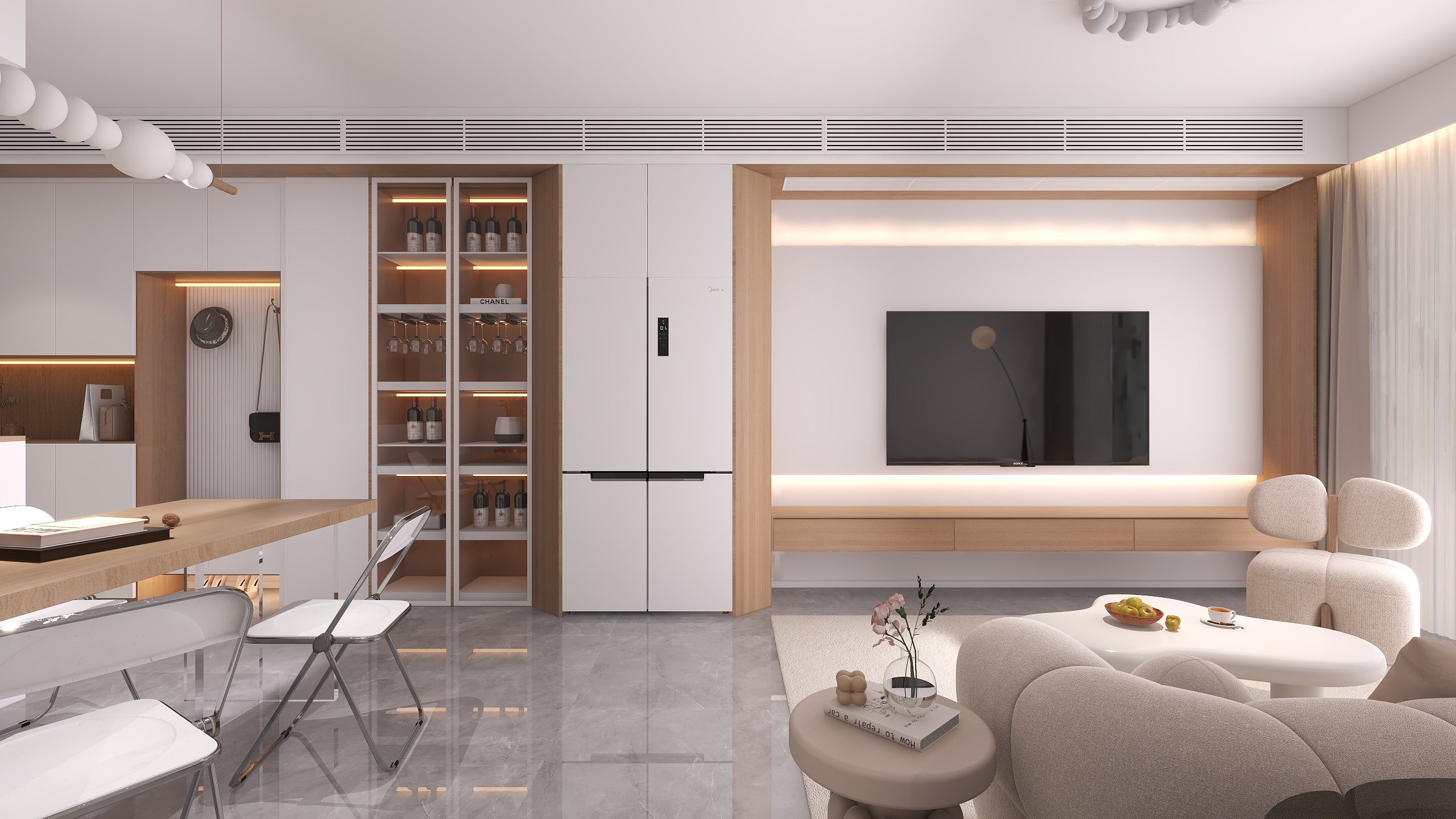 设计师丨胡月平-现代原木风84㎡3室-装修设计方案