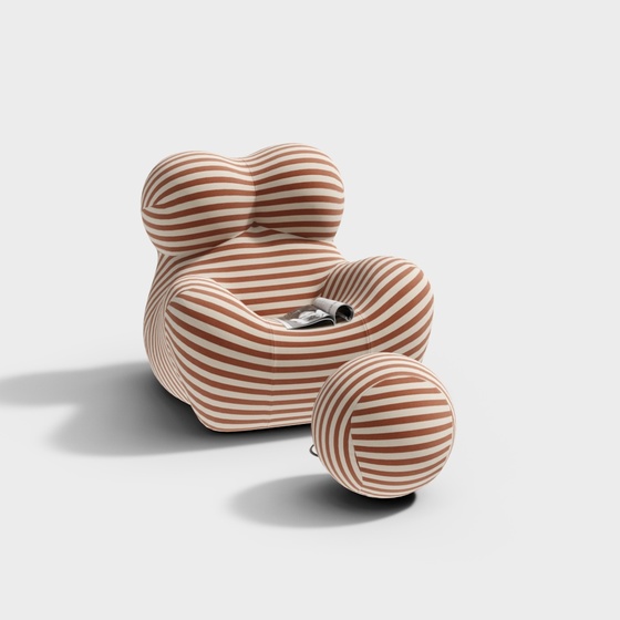 Italian Minimalist Mother's Embrace Leisure Chair 3D Model in Brown