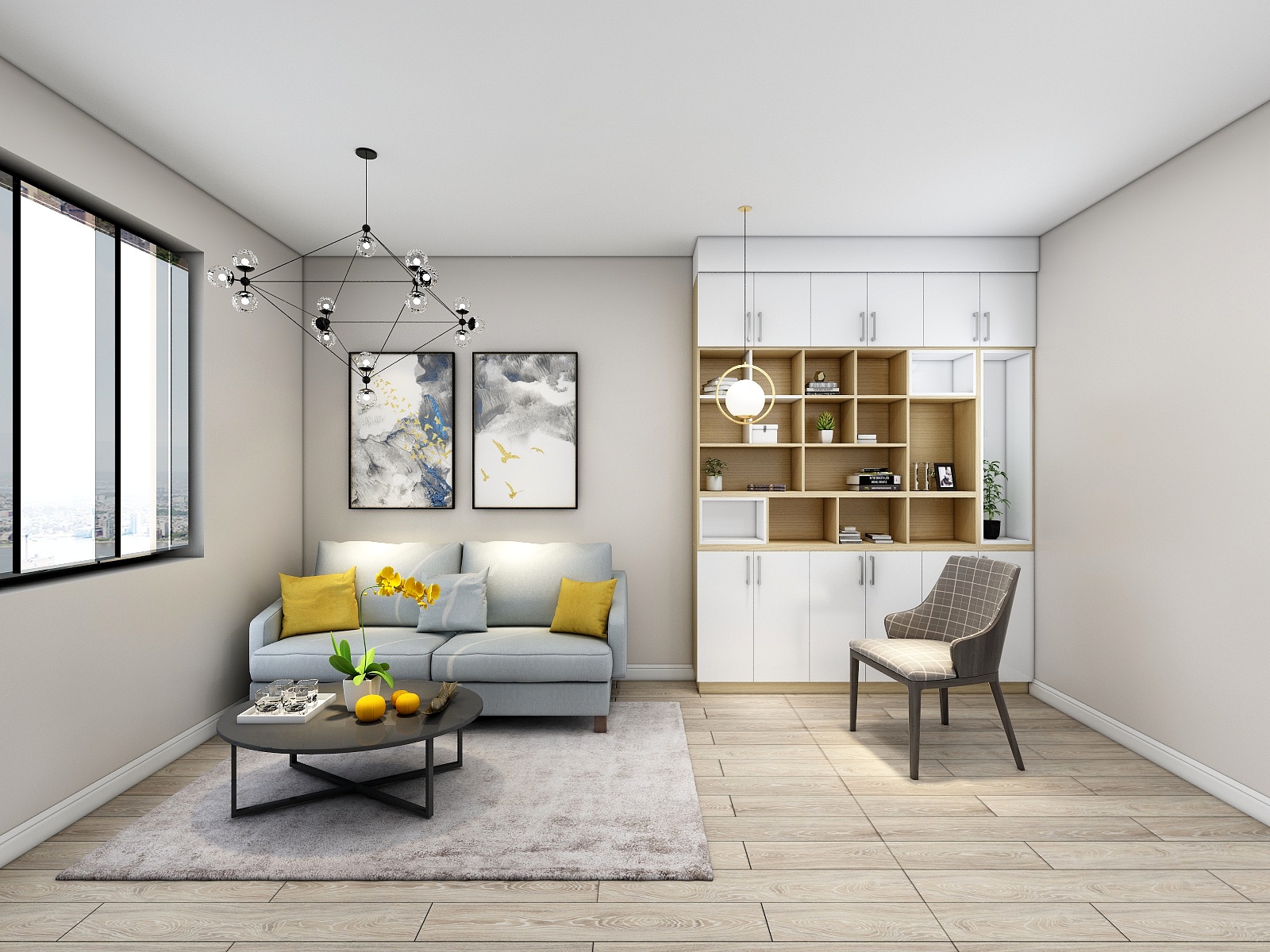 壹维空间设计-141平米现代简约风格两室装修效果图