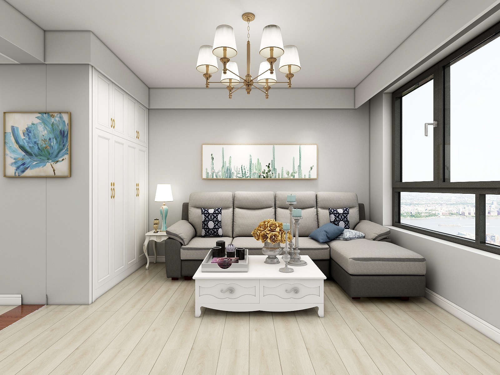 壹维空间设计-103平米现代简约风格两室装修效果图