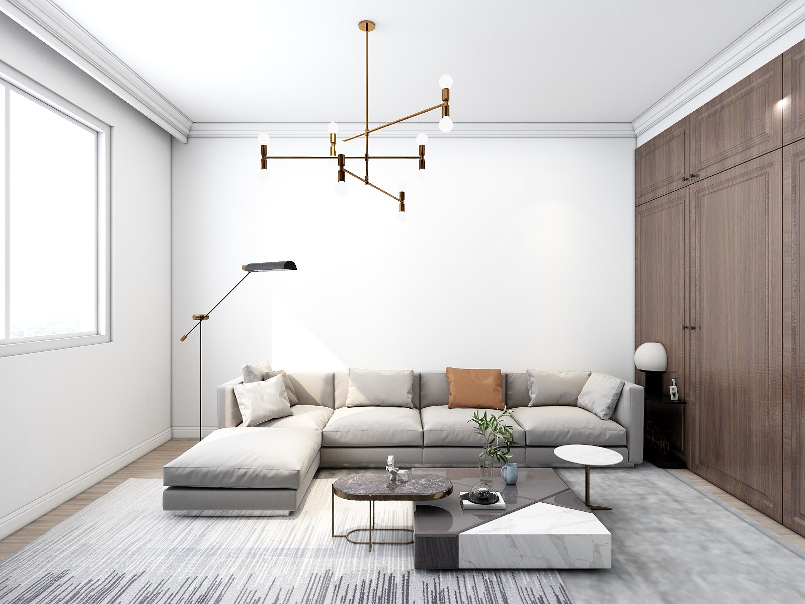 壹维空间设计-111平米现代简约风格两室装修效果图