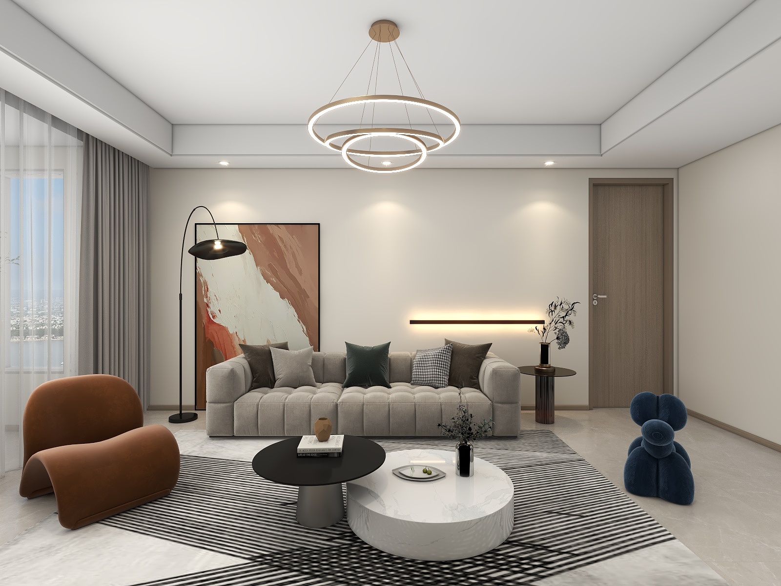 100元设计方案-108平米现代简约风格两室装修效果图