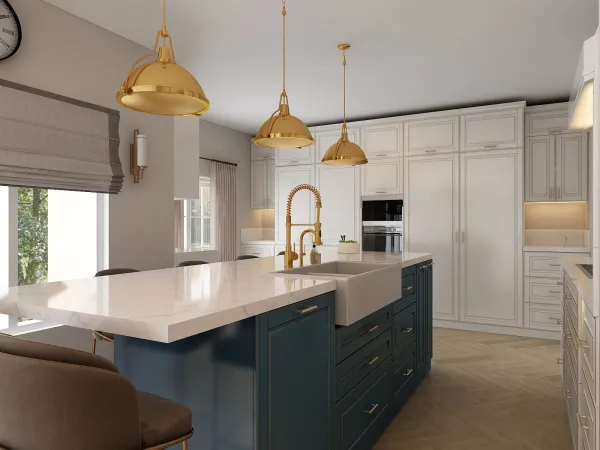 A renovation project for a 2004 detached home. A kitchen remodel making use of a relatively unused dining room by knocking through the wall to make more space for cabinetry, adjusting further walls to allow for a full walk in pantry and more practical laundry space.  Focusing on maximising light and space