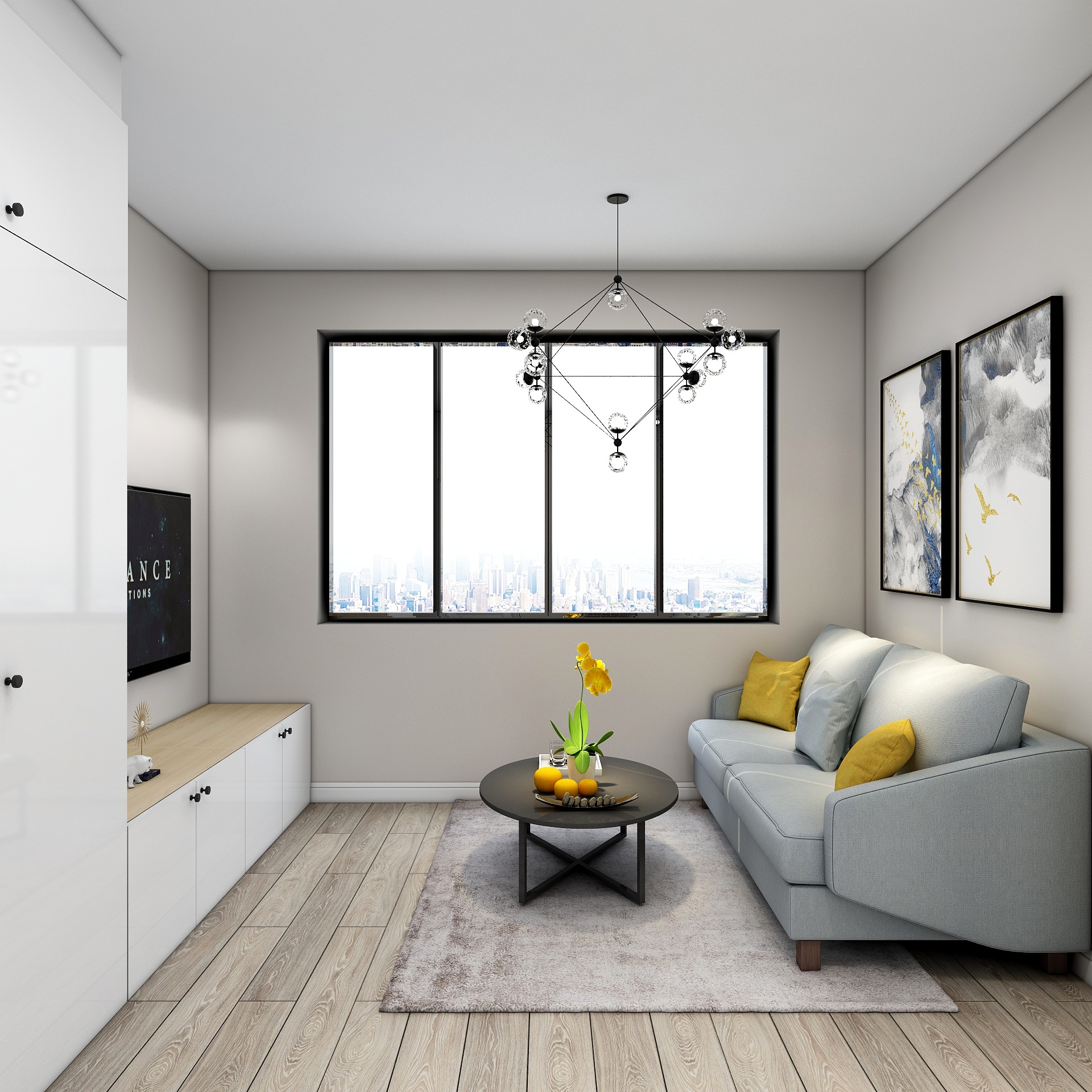 100元设计方案-95平米现代简约风格两室装修效果图