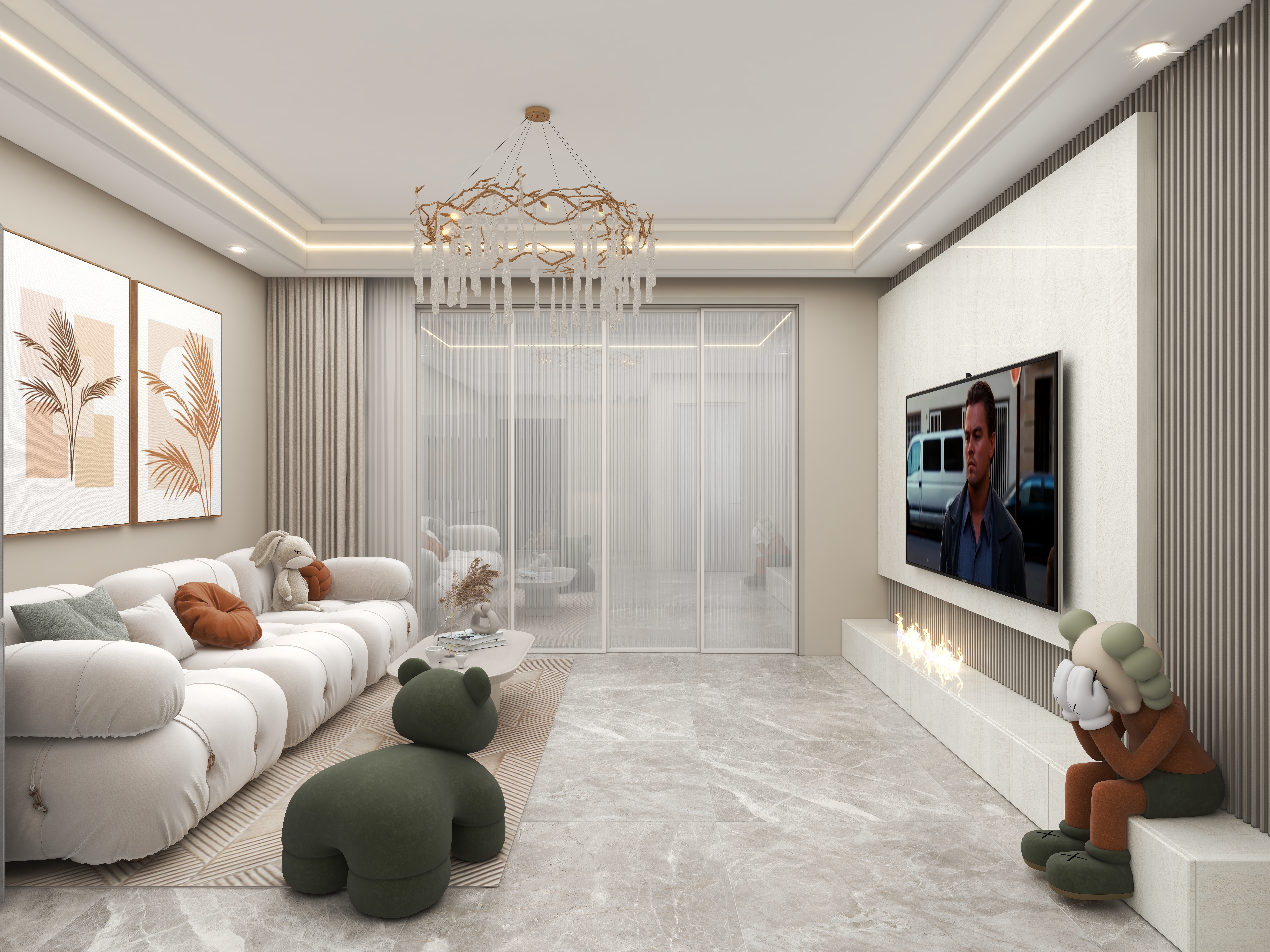 壹诺设计工作室-119㎡3室-奶油风装修效果图