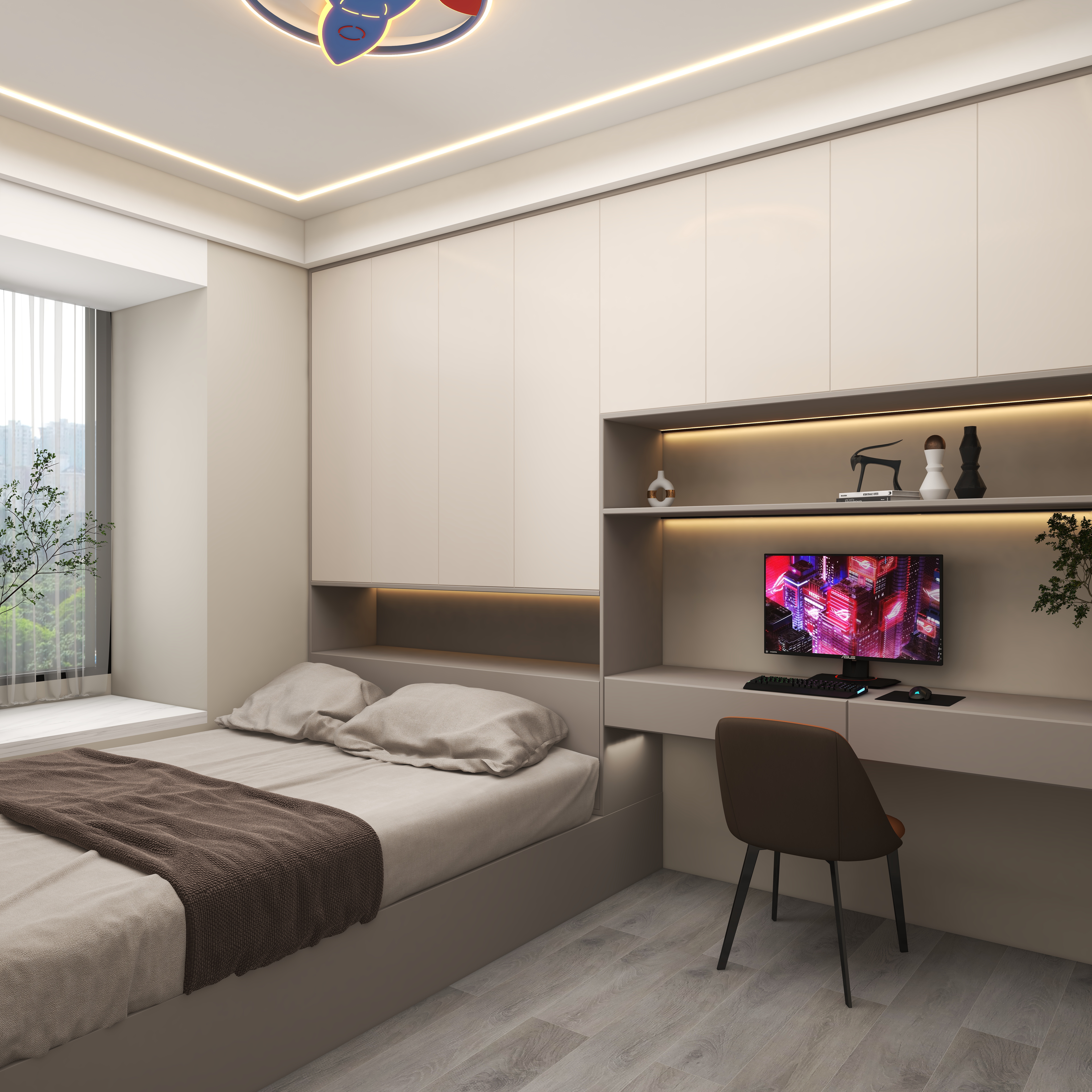 壹诺设计工作室-105㎡3室-现代简约装修效果图