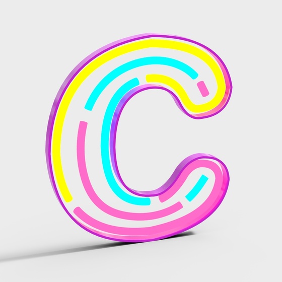 Vibrant Luminous Text C 3D Model