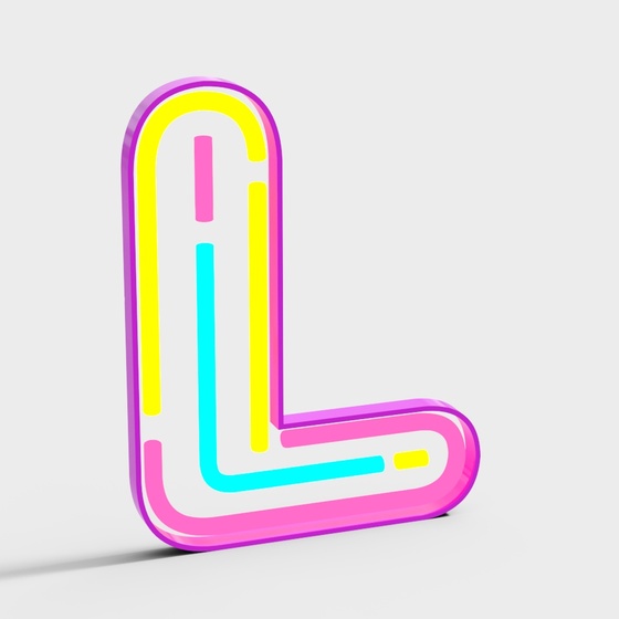 Luminous Text L 3D Model for Creative Projects