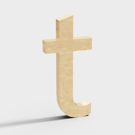 Text T 3D Model in Multiple Colors
