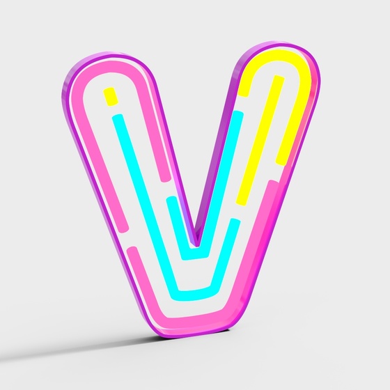 Luminous Text V 3D Model