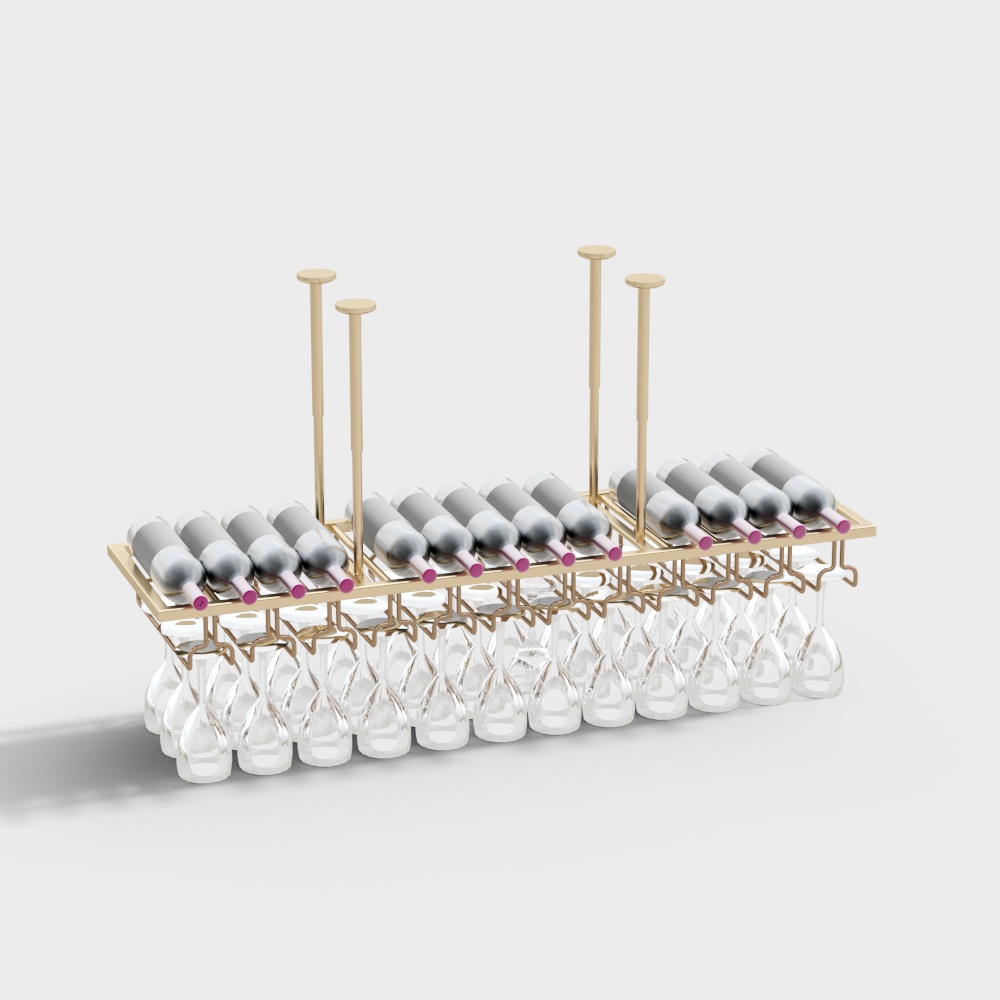 现代金属酒架摆件3D模型