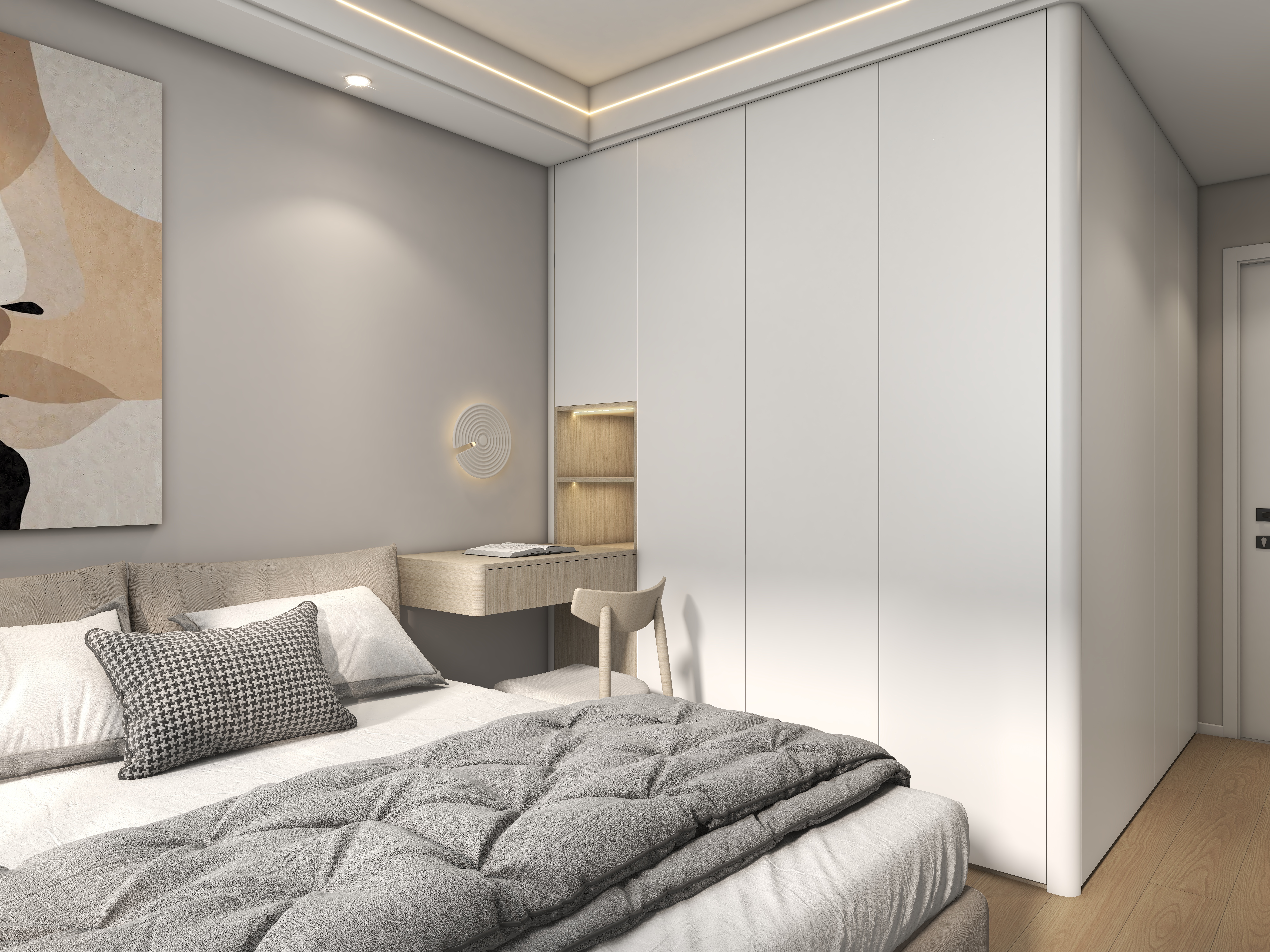 星空设计500-三居奶简约奶油风88㎡装修效果图