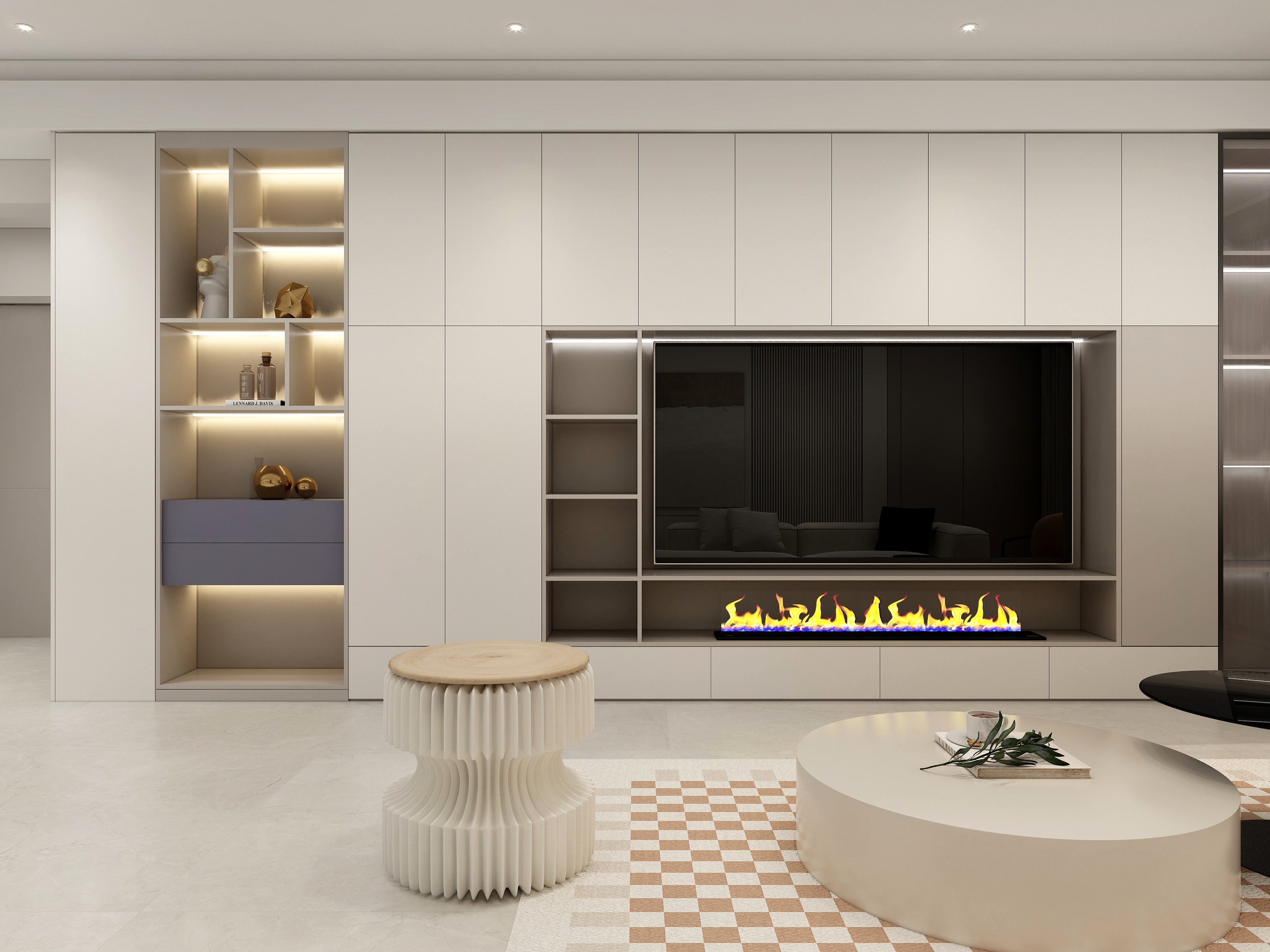 水木芸居设计-115平现代奶油风：Morandi-tone：桂月白露-装修设计方案