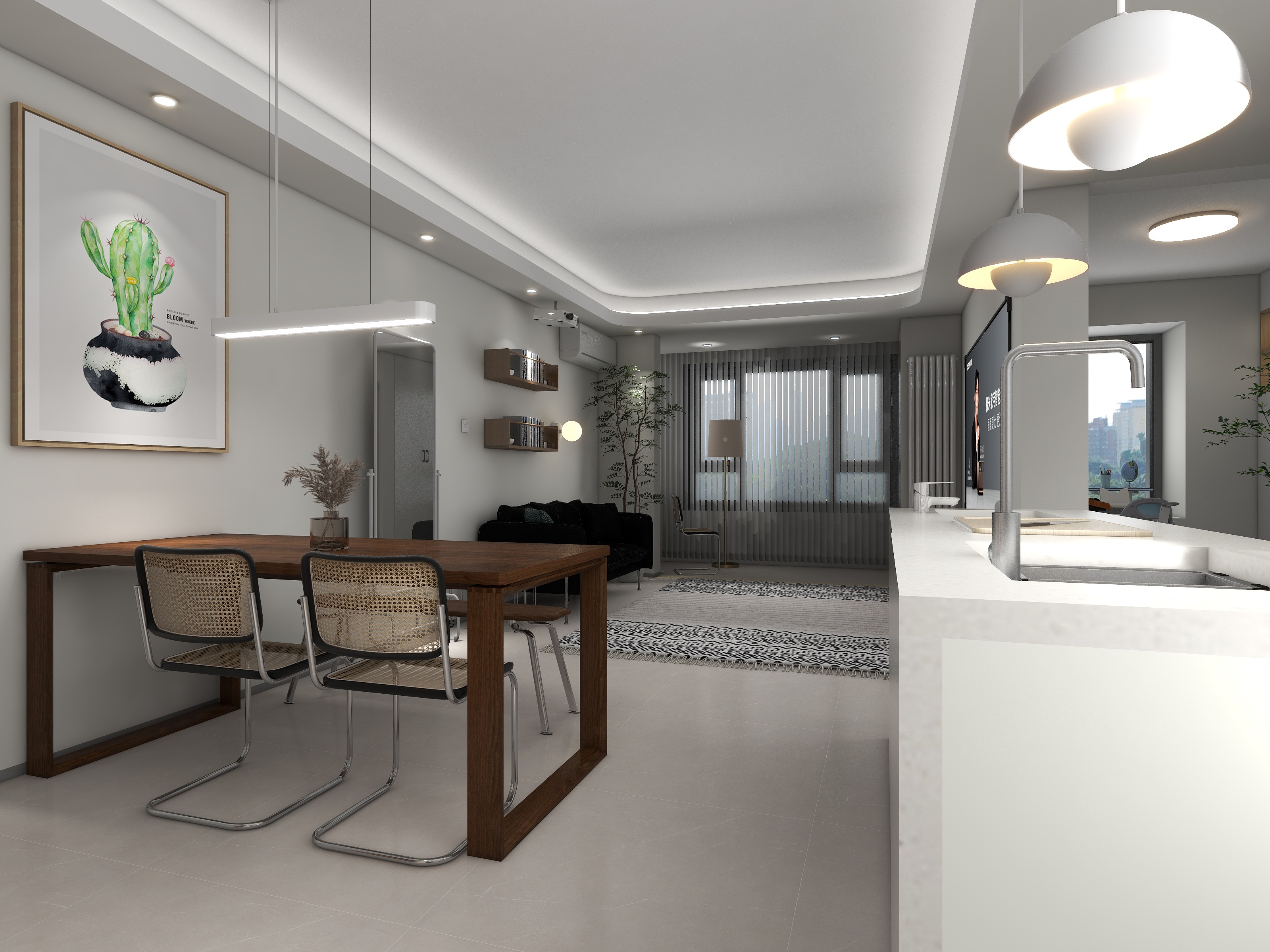 高云飞-融创奥城105户型中古包豪斯风装修效果图