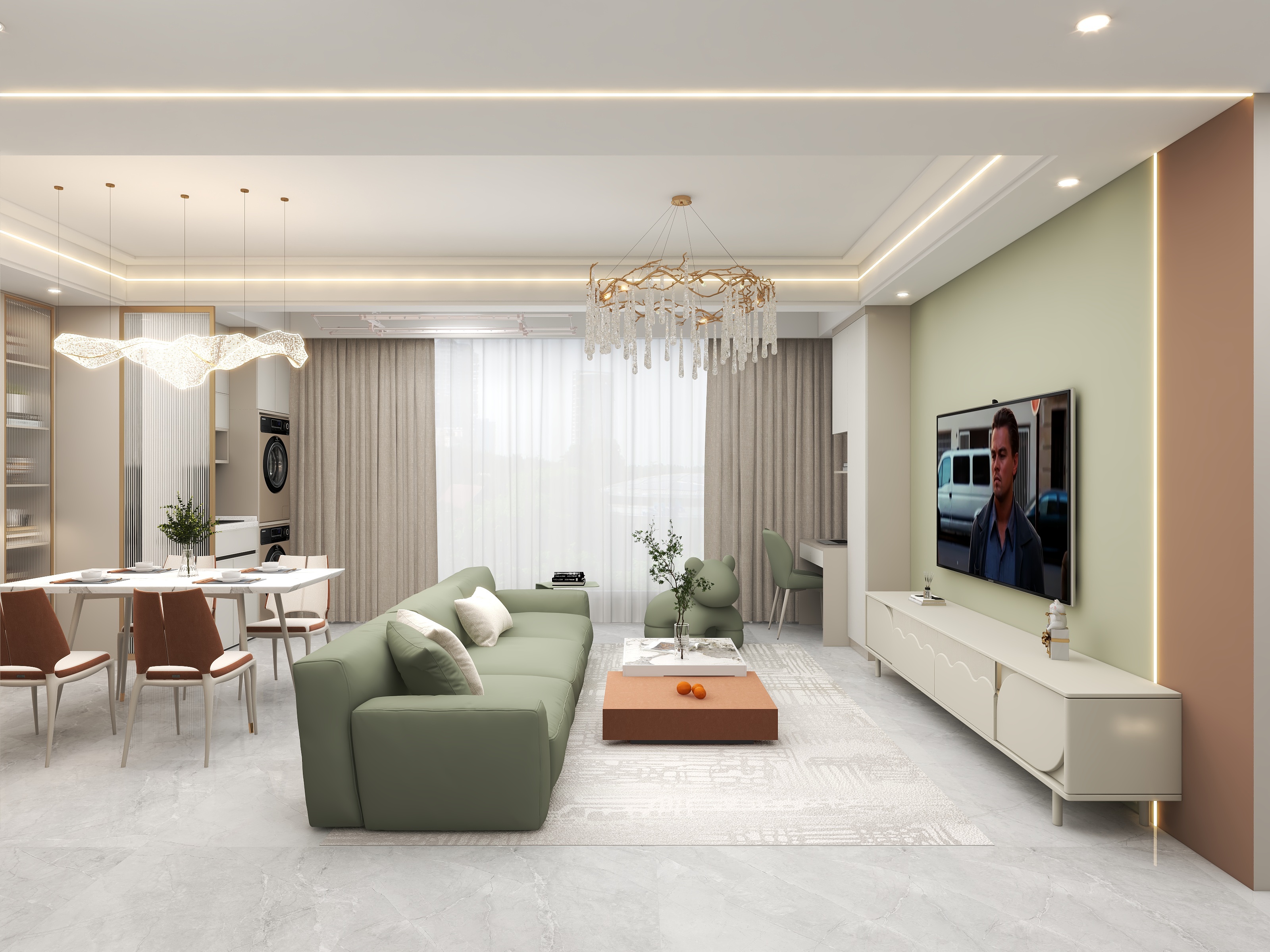 壹诺设计工作室-98㎡3室装修效果图