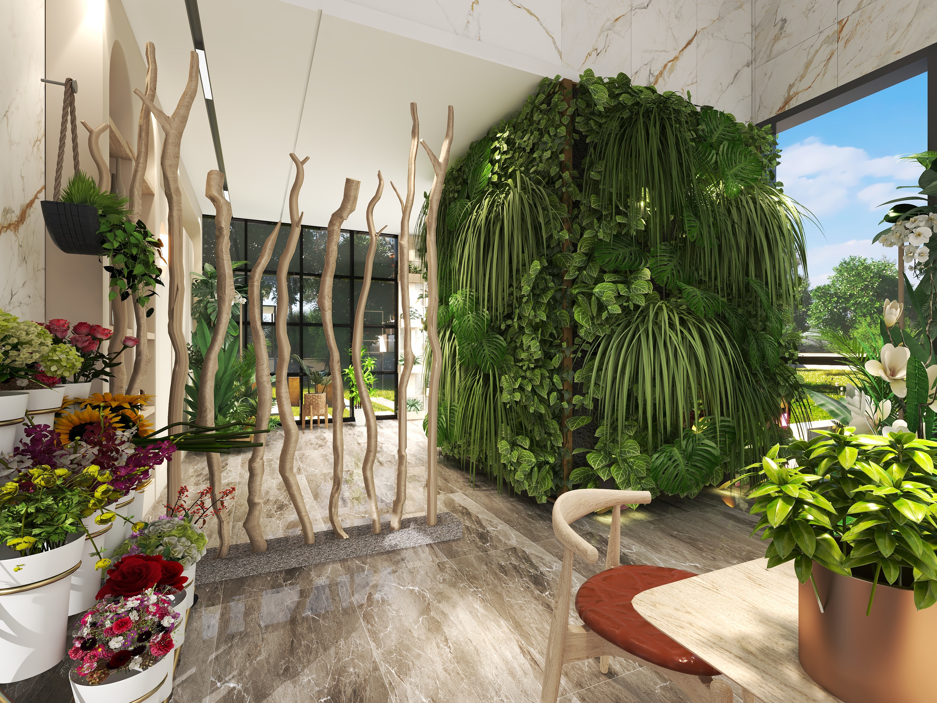 效果图全景施工图-商场花店-装修设计方案