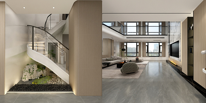 美吉尔设计-肇沟复式450平-光影下的生活感-装修设计方案