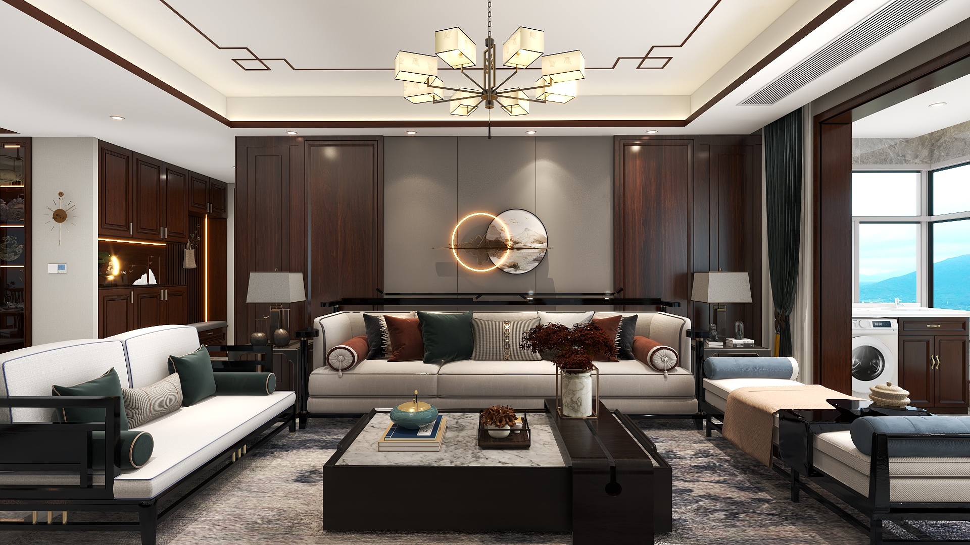 设计师一尘-「东方笔触」-160平新中式典雅四居装修效果图