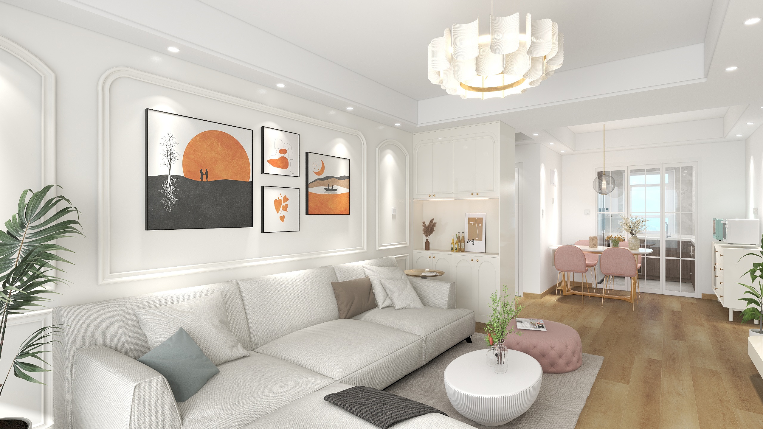 DecoLee-120平方四室法式简约风格装修效果图