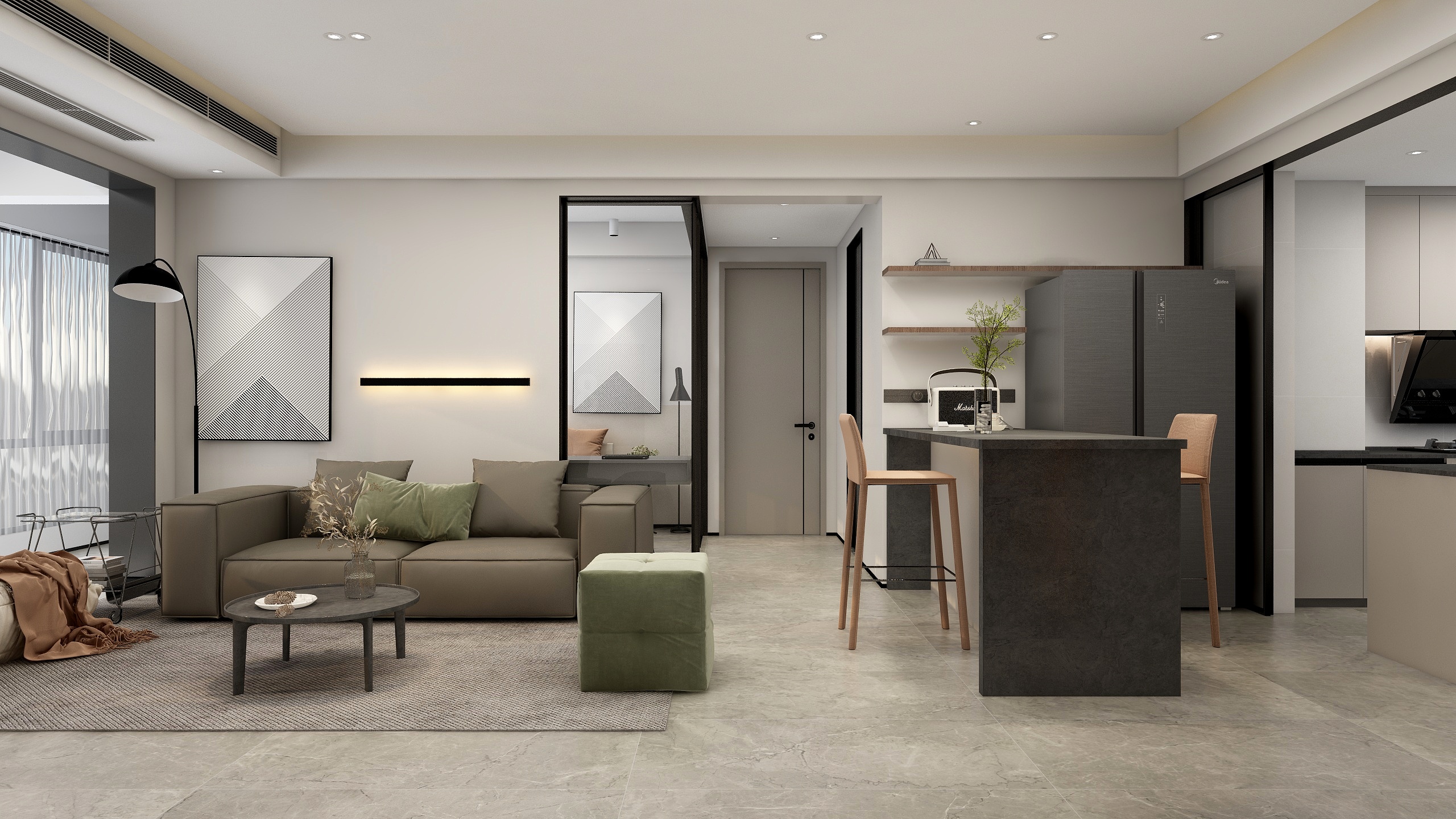 张煜强煜境设计-大悦城新悦锦云现代简约106㎡2室装修效果图